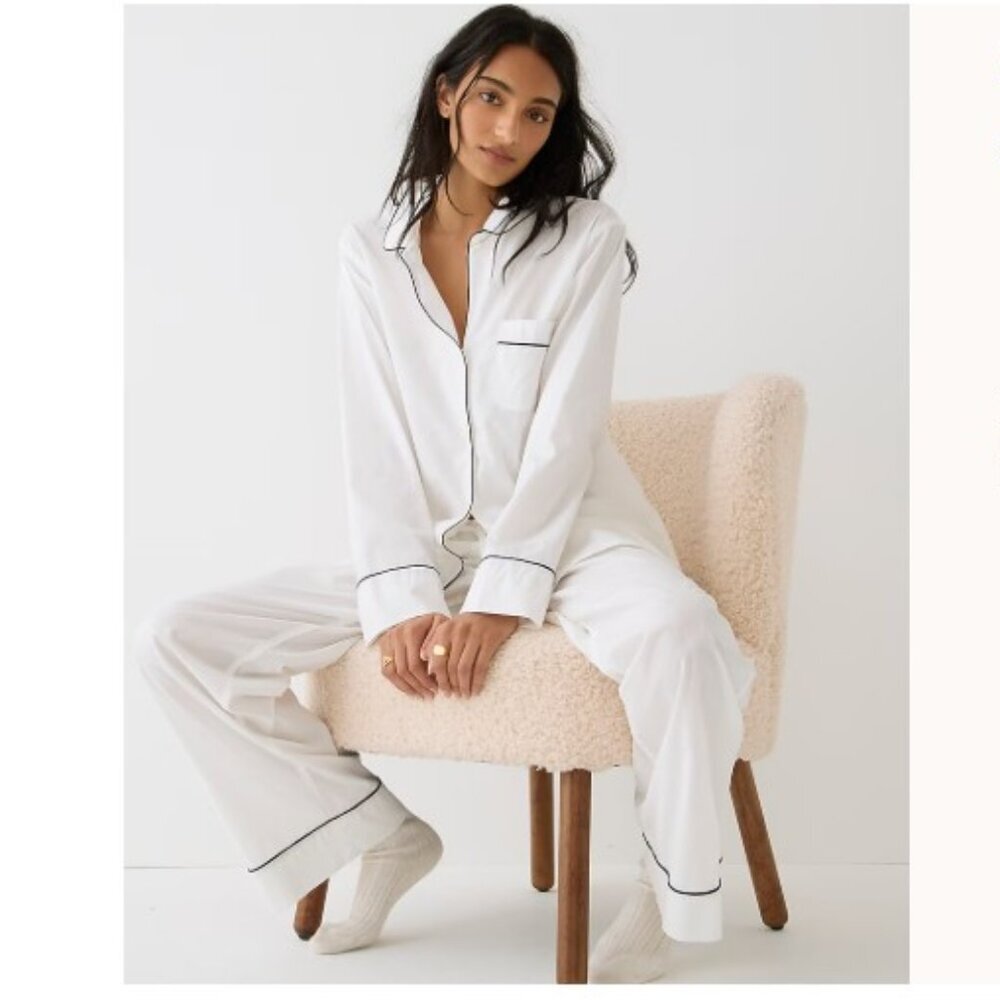 J. Crew End-on-end Cotton Long-sleeve Pajama Set 3X